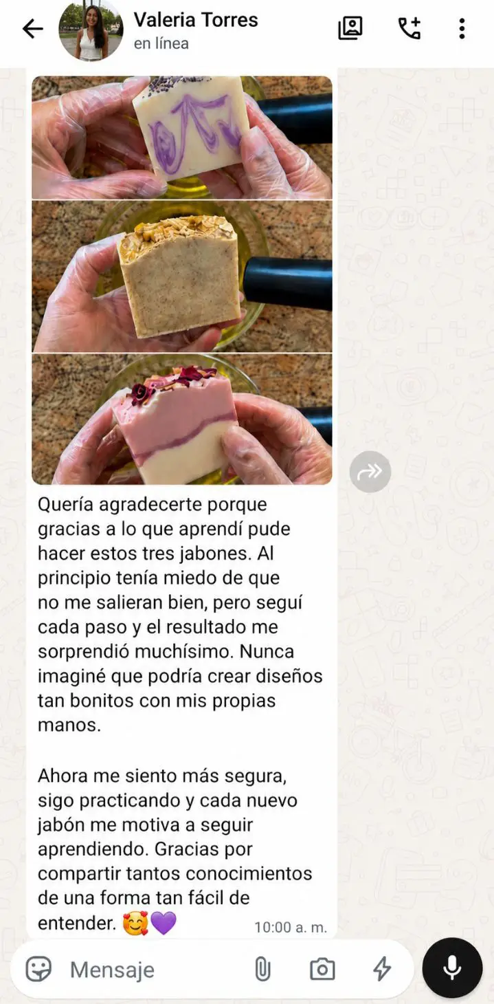 Resultado de alumna de jabones artesanales