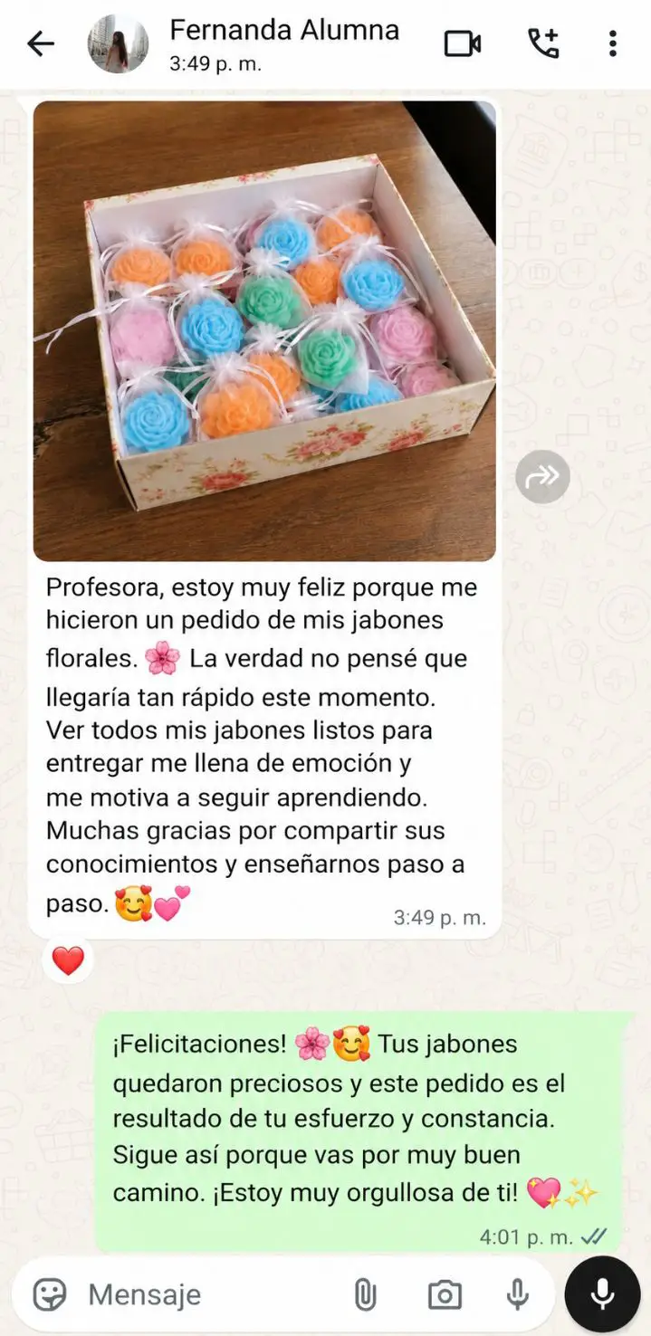 Testimonio real de alumna de jabones artesanales