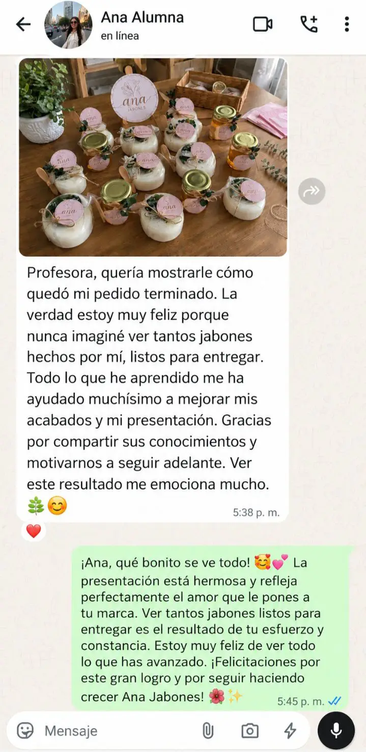 Resultado de alumna de jabones artesanales