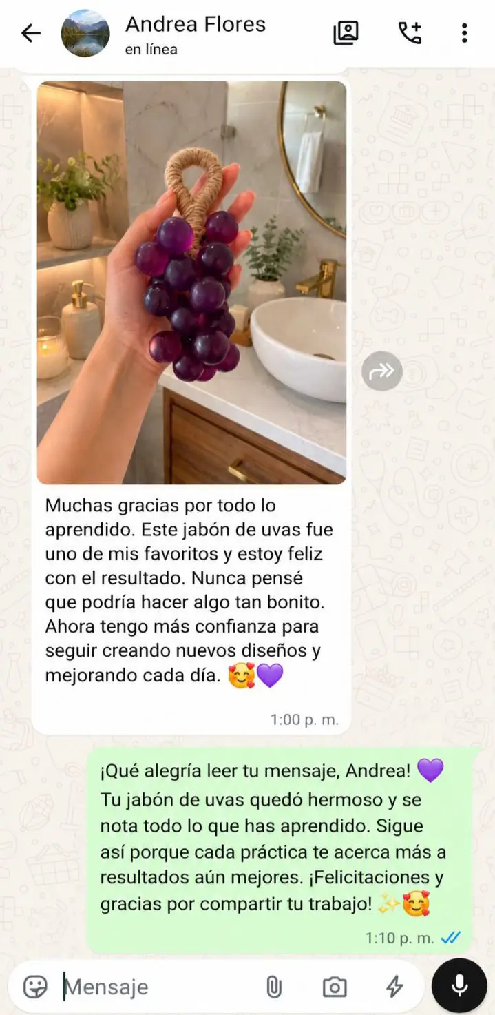 Testimonio real de alumna de jabones artesanales