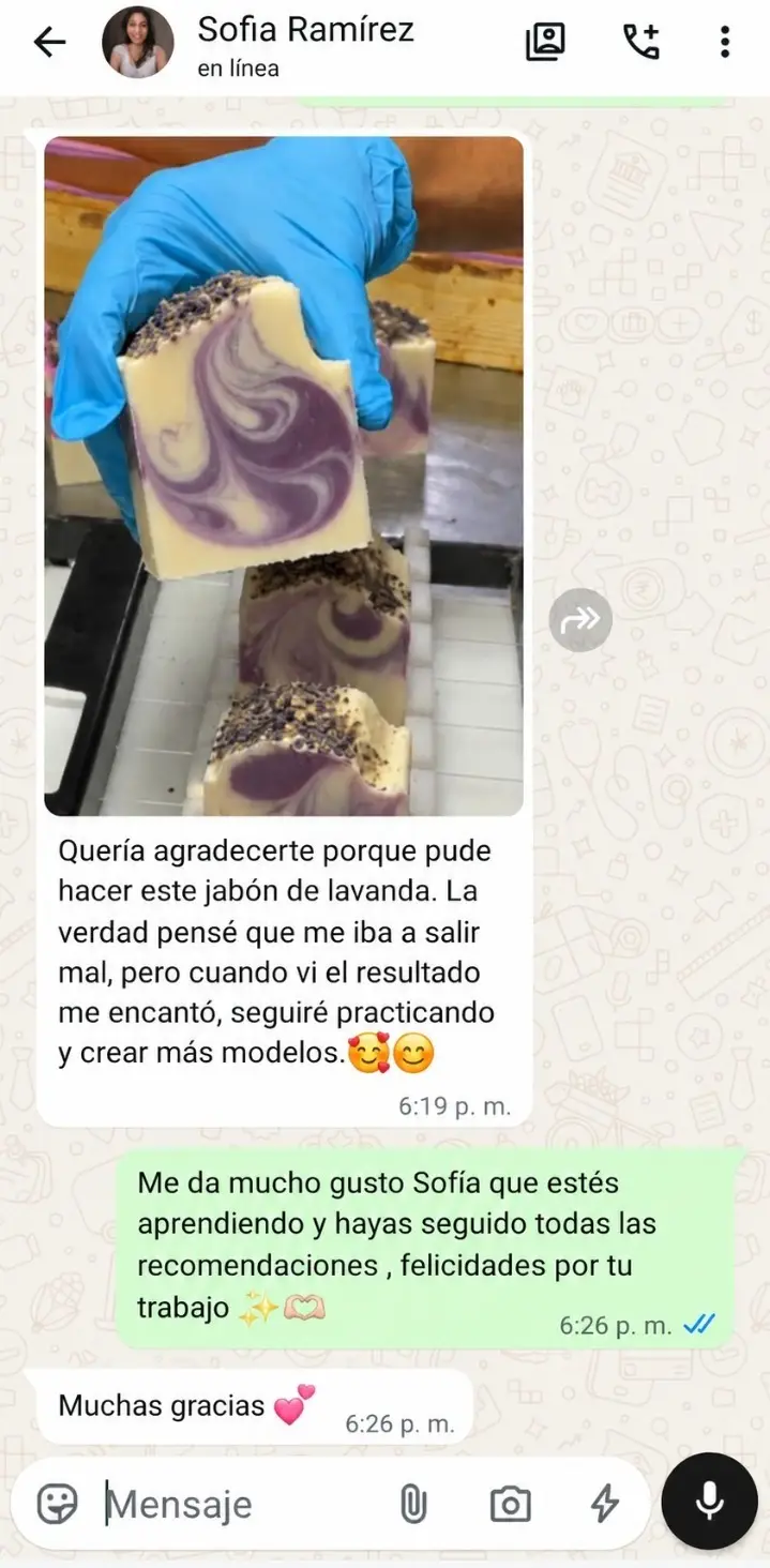 Testimonio real de alumna de jabones artesanales