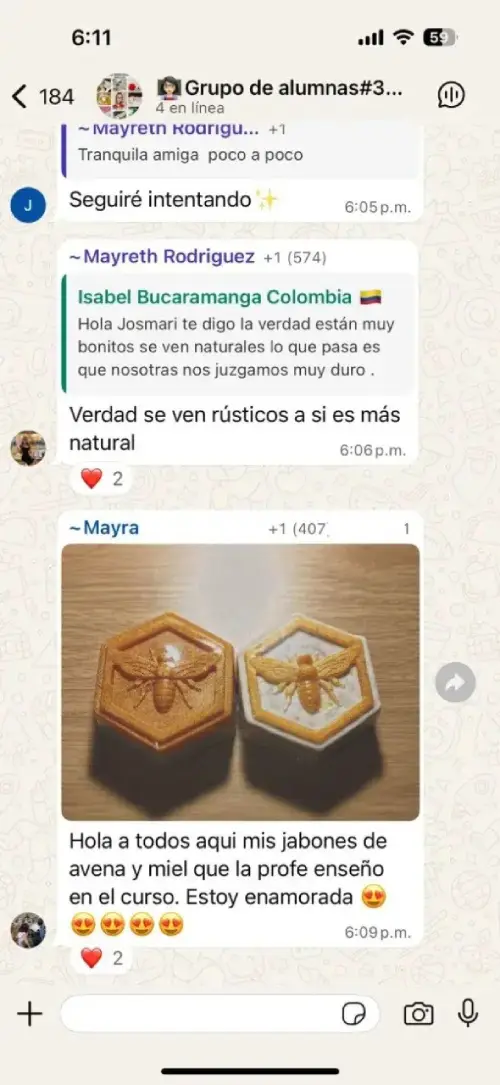 Avance real de alumna del curso de jabones artesanales
