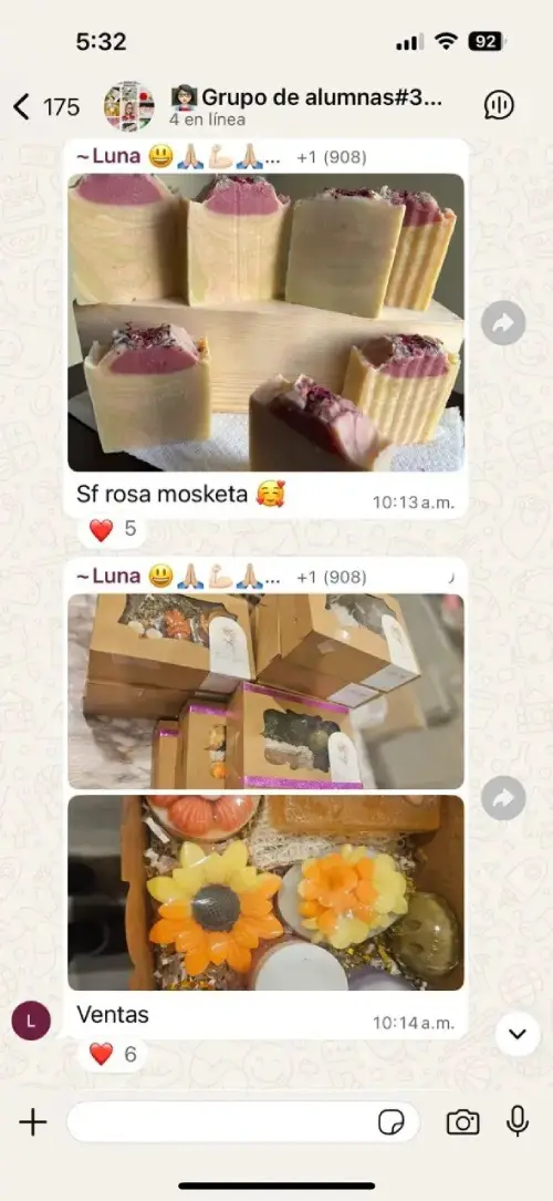 Avance real de alumna del curso de jabones artesanales