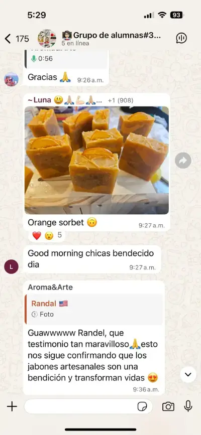 Avance real de alumna del curso de jabones artesanales