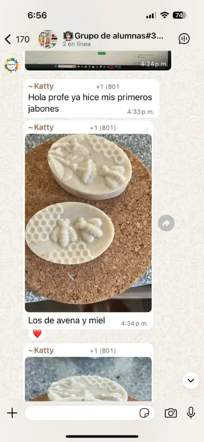 Avance real de alumna del curso de jabones artesanales