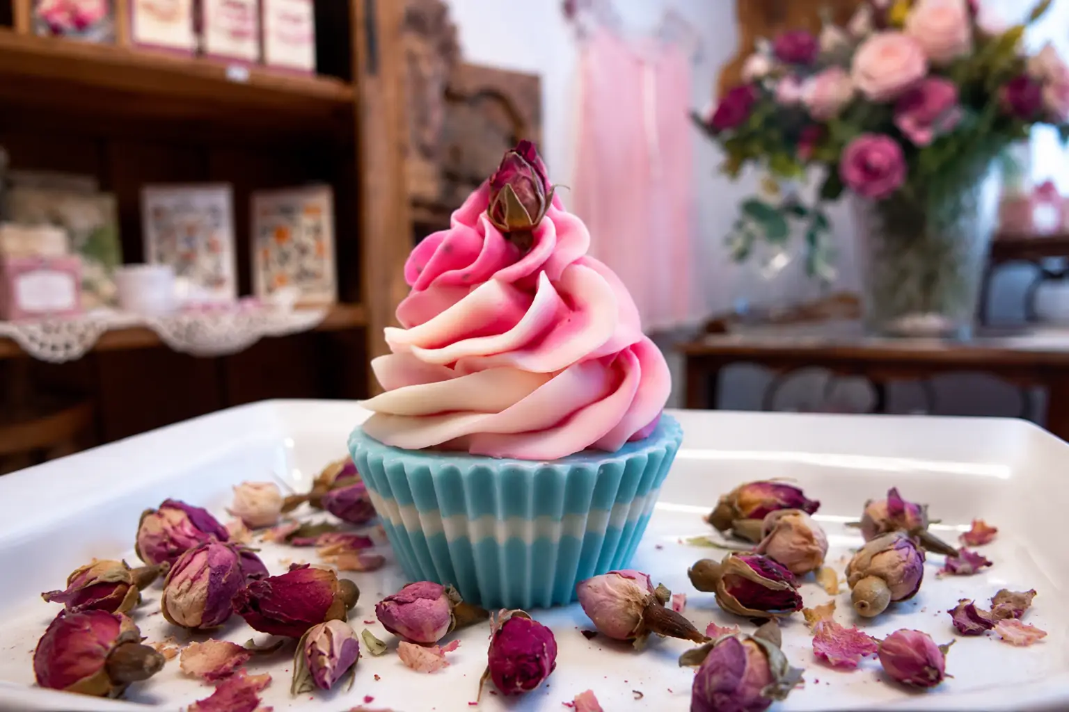 Jabones artesanales con forma de cupcake