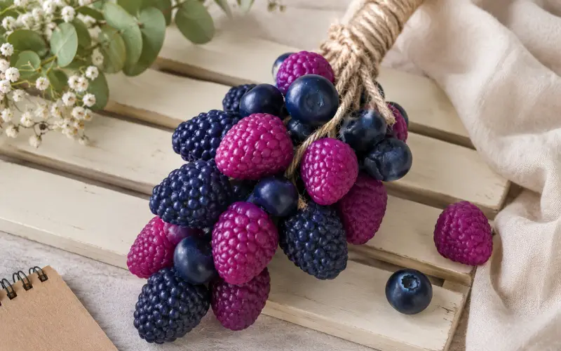 Jabones artesanales con diseño de frutos del bosque