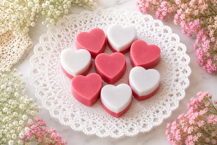 Jabones artesanales con forma de corazón
