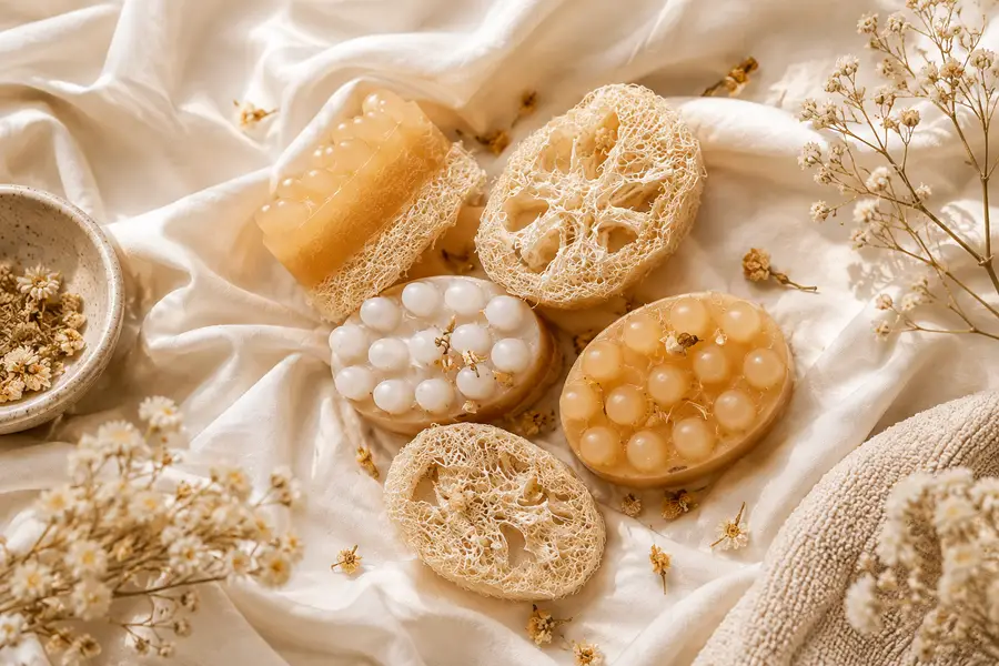 Jabones artesanales exfoliantes con esponja
